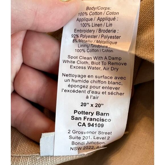 Pottery Barn Chiara Ikat Gray Crewel Embroidered Pillow Sham Set 20 x 20 - Picture 6 of 10